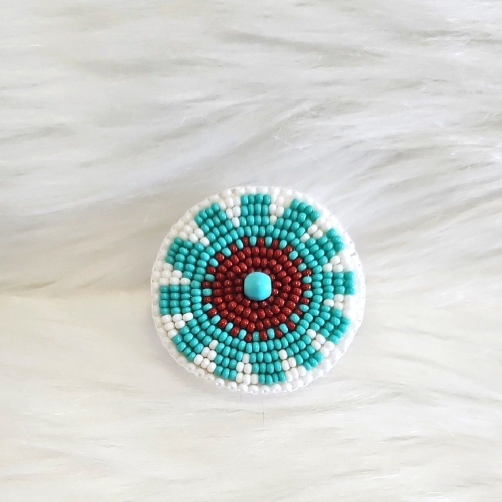Beaded Circular Phone Grip in Turquoise and Brown